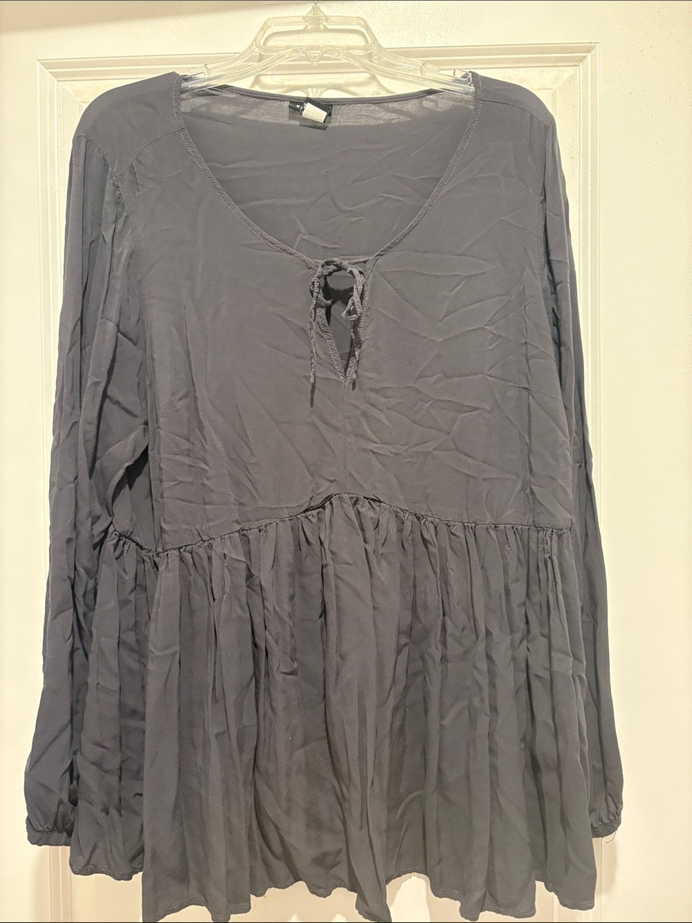 torrid Gray Long Sleeve Tie-Front Tunic